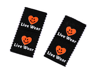 Nášivka / štítek do švů smajlík - 10 ks - 6 černá