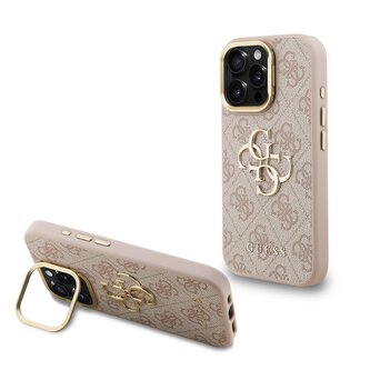 Guess PU 4G Metal Logo Stand Camera Frame Zadní Kryt pro iPhone 16 Pro Pink Guess PU 4G Metal Logo Stand Camera Frame Zadní Kryt pro iPhone 16 Pro Pink