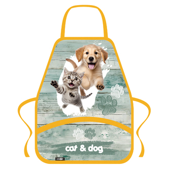 Umělecká zástěra JUNIOR S8 - Kočka a pes