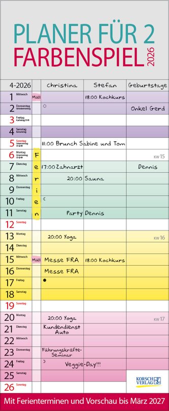 Farbenspiel - Planer für 2 2026