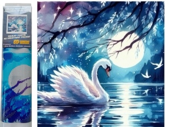 Diamantový obrázek Labuť při úplňku 30 x 40 cm