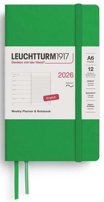 Weekly Planner & Notebook 2026 Pocket (A6) Spring Leaf