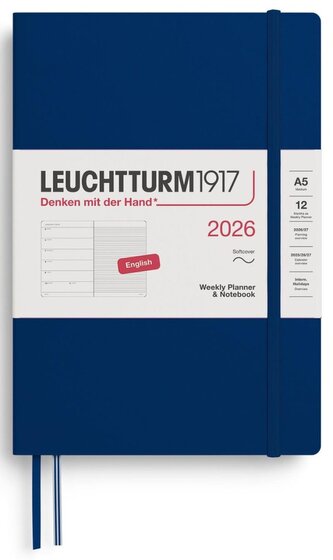 Weekly Planner & Notebook 2026 Medium (A5) Navy