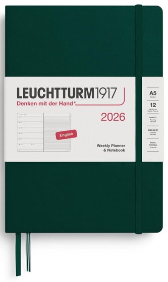 Weekly Planner & Notebook 2026 Medium (A5) Forest Green