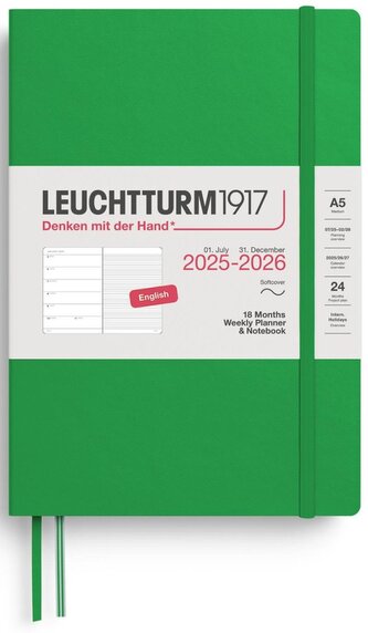 Weekly Planner & Notebook 2026 Medium (A5) 18 Months Spring Leaf