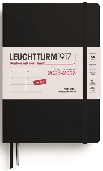 Weekly Planner 2026 Medium (A5) 18 Months Black