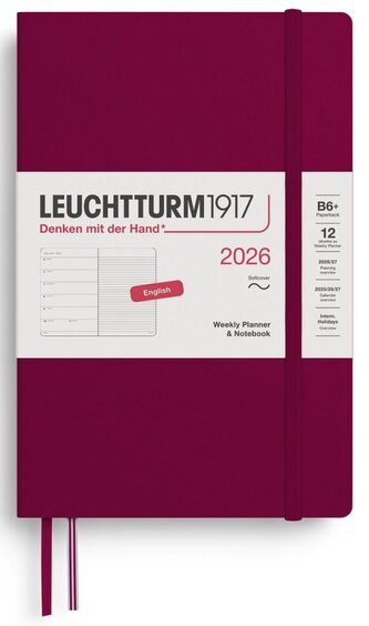 Weekly Planner & Notebook 2026 Paperback (B6+) Port Red