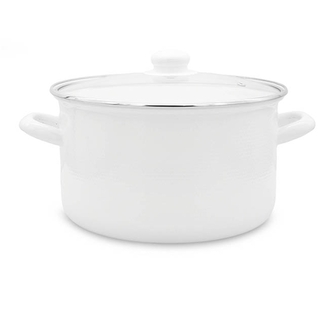 Hrnec smalt ¤24cm 6L s poklicí  3D bílá