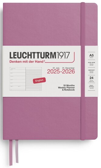 Weekly Planner & Notebook 2026 Medium (A5) 18 Months Dusty Rose