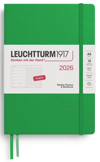 Weekly Planner & Notebook 2026 Medium (A5) Spring Leaf - tečkovaný