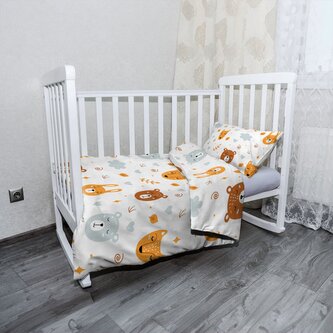 Dětské povlečení do postýlky Medvěd a liška: 100x135 / 40x60