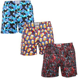 3PACK pánské trenky na spaní Styx vícebarevné (3DTP18458) XL