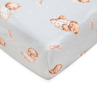 Bavlněné prostěradlo do postýlky New Baby Sweet teddy bear 120x60cm grey
