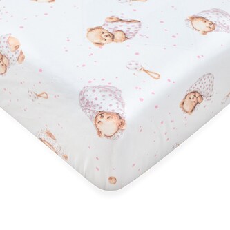 Bavlněné prostěradlo do postýlky New Baby Sweet teddy bear 120x60cm pink