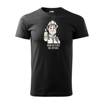 Tričko s potiskem pro hasiče Hrdina bez pláště? Ano, jsem hasič: černé 2XL