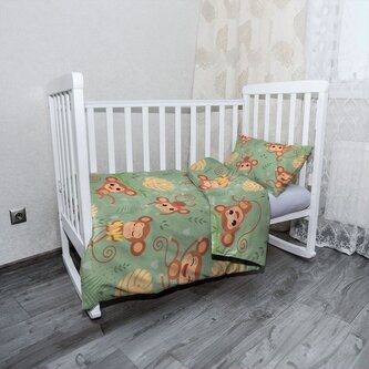 Dětské povlečení do postýlky Roztomilé opičky: 120x90 / 40x60 Dětské povlečení do postýlky Roztomilé opičky: 120x90 / 40x60