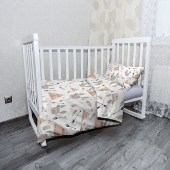 Dětské povlečení do postýlky Zajíci u stanu: 130x90 / 40x60 Dětské povlečení do postýlky Zajíci u stanu: 130x90 / 40x60
