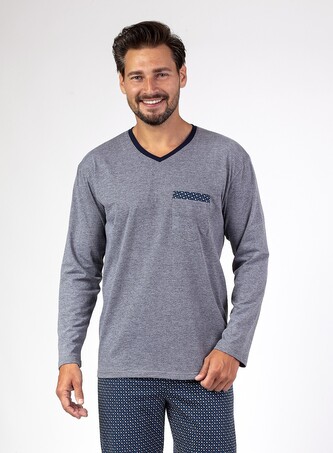 Piżama Regina 465 dł/r 2XL-3XL Z24/25 męska melanż ciemny XXL