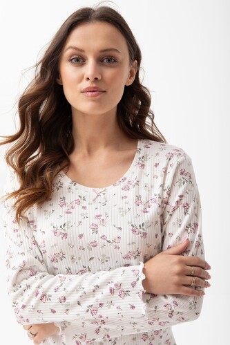 Piżama Luna 691 dł/r S-2XL Z24/25 damska ecru-ciemny różowy XL