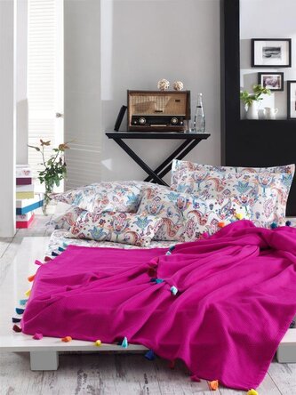 POŚCIEL KPL.STYLEUP 001 FUKSJA 160X200+2X70X80 100% BAW.RANFORCE+ KOC 180X220 100% BAW.