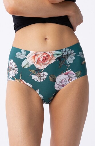 Figi Julimex Simple Tea Rose Maxi S-2XL zielony butelkowy-kwiaty S