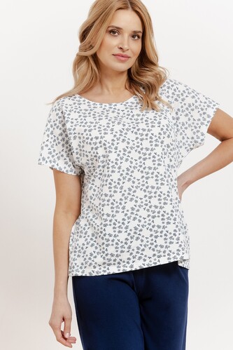 Piżama Taro Demi 3418 kr/r S-2XL W25 damska ecru-granatowy M