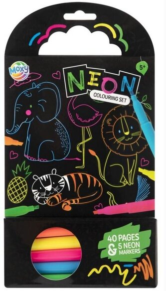 Książka do kolorowania +5 neon markerów Zwierzęta