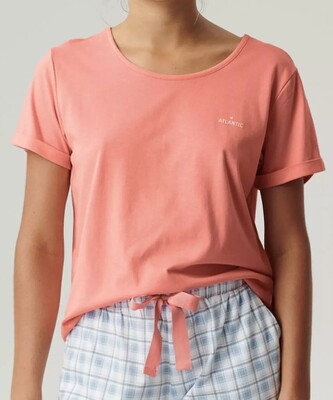 Piżama Atlantic NLP-497 kr/r S-2XL koralowy-niebieski L