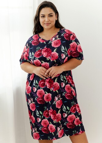Koszula Taro Claire 3358 kr/r 2XL-3XL W25 damska granatowy kwiaty 3XL