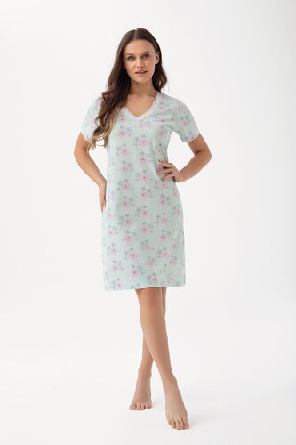 Koszula Luna 211 kr/r M-2XL W25 damska miętowy-kwiat XL