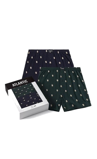 Bokserki Atlantic 2MBH-003 A'2 S-2XL granatowy-szmaragdowy L