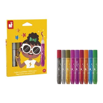 Janod Colorino Lepidlo s glitrami 9 farieb od 3 rokov Janod Colorino Lepidlo s glitrami 9 farieb od 3 rokov