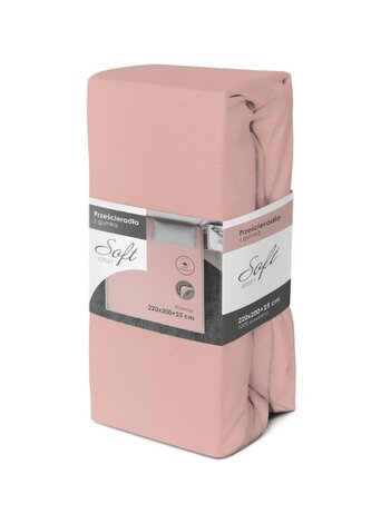 PRZEŚCIERADŁO SOFT 220X200+25 JERSEY GUMKA RÓŻOWY BAW.