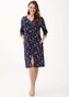 Szlafrok Luna 392 3XL L24 damski granatowy kwiaty 3XL