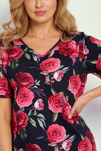 Koszula Taro Claire 3346 kr/r M-XL W25 damska granatowy kwiaty M
