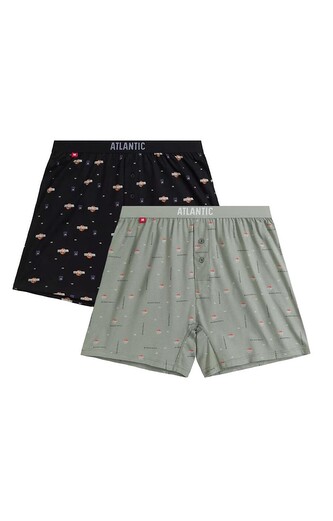 Bokserki Atlantic 2MBX-075 A'2 S-2XL czarny-zielony M