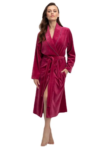 Szlafrok Luna 371 Velour M-XL damski bordowy L