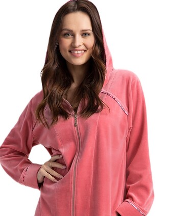 Szlafrok Luna 389 Velour M-2XL Z24 damski koralowy M