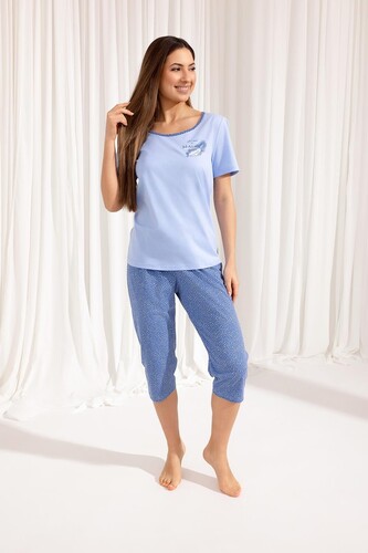 Piżama Regina 687 kr/r 2XL-4XL W25 damska niebieski 4XL