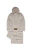 Komplet AJS 48-315 Czapka+szalik chłopięcy jasny beżowy 36-38 cm