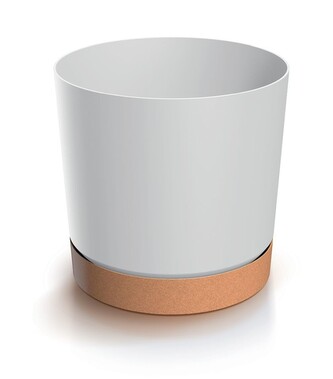 Květináč TUBOS PM s miskou bílý/hnědý matný, varianta 10,8 cm