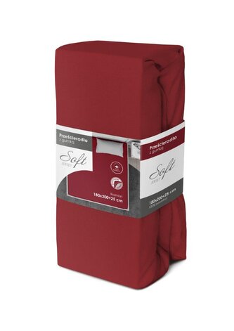 PRZEŚCIERADŁO SOFT 180X200+25 JERSEY GUMKA CZERWONY BAW.