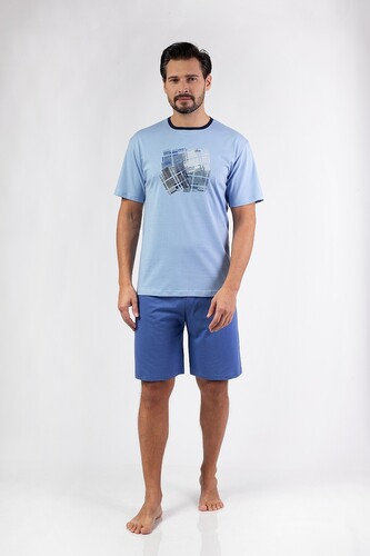 Piżama Regina 474 kr/r M-XL W25 męska niebieski L