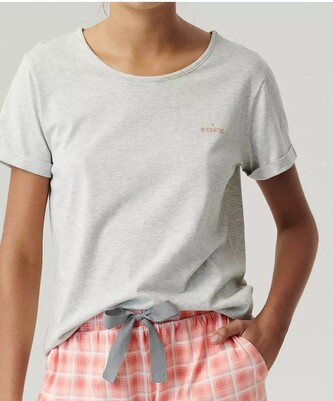 Piżama Atlantic NLP-497 kr/r S-2XL szary-różowy XXL