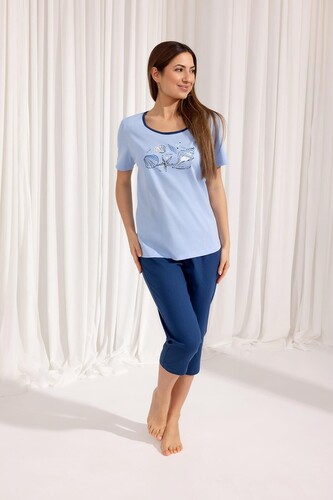 Piżama Regina 688 kr/r M-XL W25 damska niebieski XL