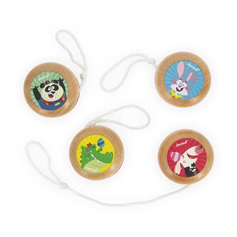 Janod Applepop DISPLEJ Drevené Jojo 4 motívy 28 ks