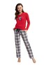 Piżama Luna 657 dł/r Flanela M-2XL damska czerwony-biały XL