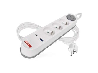 Prodlužovací přívod 3 zásuvky 2m EMOS P1312FC USB s vypínačem