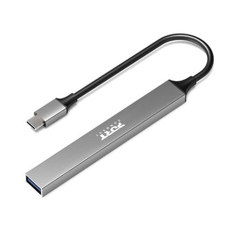 PORT CONNECT USB-C HUB, 4× USB + 1× USB-C 100W PD, stříbrná