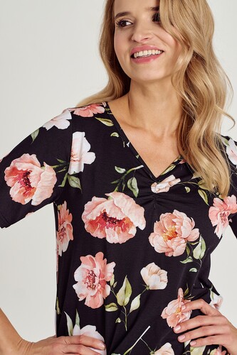Koszula Taro Peony 3134 kr/r S-XL L24 damska czarny-kwiaty M